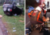 Motorista perde o controle da direção, bate carro e capota em rodovia de Bragança Paulista