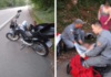 Pneu de motocicleta estoura e causa queda de motociclista e passageira em Rodovia