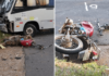 Ônibus desvia de pedestre e atinge motociclista em rodovia