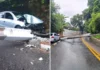 Motorista perde o controle e colide com poste na Avenida Alziro de Oliveira, em Bragança Paulista