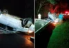 Motorista perde controle, colide em talude e capota na Rodovia Padre Aldo Bolini