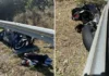 Motociclista fica gravemente ferido após perder controle e colidir com defensa metálica