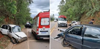 Acidente frontal entre dois veículos é registrado na Rodovia Capitão Barduíno