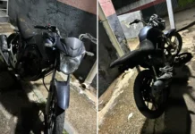 Casal foge ao ver PM e moto roubada é recuperada depenada em Vargem