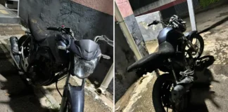 Casal foge ao ver PM e moto roubada é recuperada depenada em Vargem