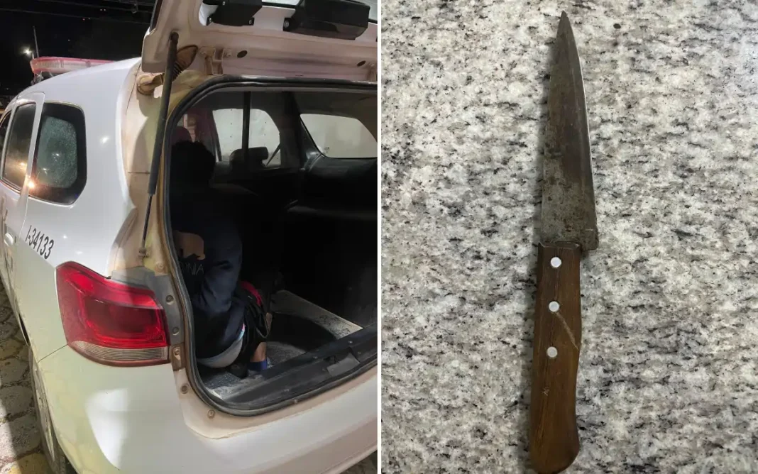 Homem é preso após ameaçar familiares com faca em Pinhalzinho