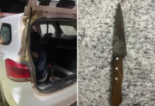 Homem é preso após ameaçar familiares com faca em Pinhalzinho