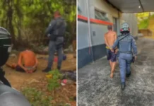 Procurado tenta fugir da ROCAM pelo mato, mas acaba algemado e levado à delegacia