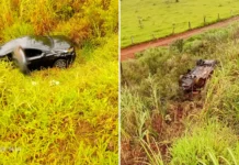 Dois veículos caem em ribanceira na Rodovia Capitão Barduíno; um deles capota