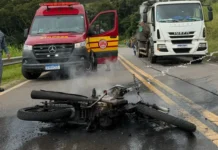 Motociclista fica gravemente ferido após acidente na Rodovia Padre Aldo Bolini