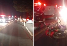 Motociclista morre após acidente com três veículos na Rodovia Capitão Barduino