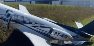 Jato que decolou de Bragança Paulista colide contra barranco no Aeroporto de Jundiaí