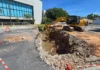 Afundamento de solo mobiliza obras perto do Terminal Urbano em Bragança
