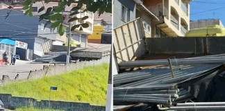 Carreta perde força em subida, desce de ré e faz manobra em “L” em Bragança Paulista