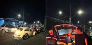 Conversão irregular termina em acidente com vítimas presas às ferragens