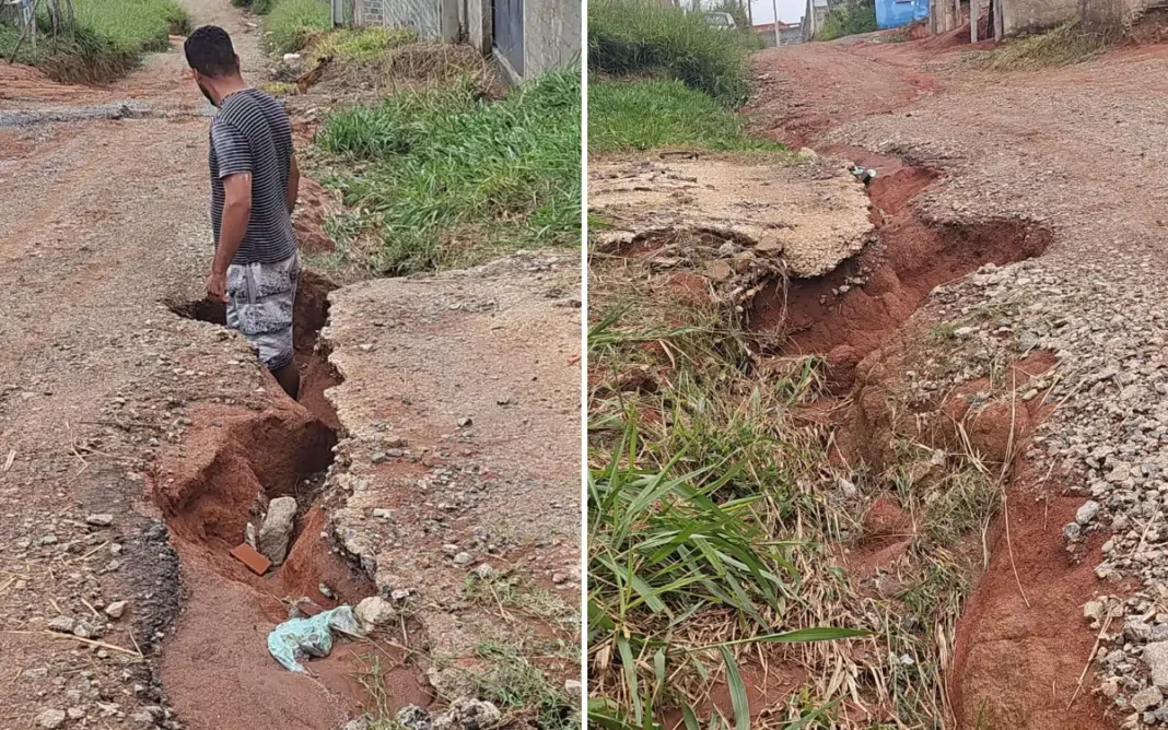 Moradores denunciam erosão e falta de acesso em rua do Recanto da Montanha