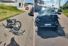 Motociclista é arremessado após colisão e fica ferido em acidente em Bragança Paulista