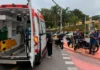 Acidente entre moto e carro é registrado na Avenida dos Imigrantes