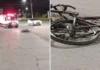 Acidente entre motocicleta e bicicleta deixa ciclista ferido na Avenida dos Imigrantes