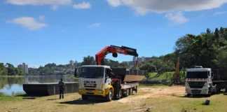 Começa o desassoreamento do Lago do Taboão em Bragança Paulista