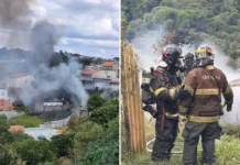 Incêndio em terreno atinge residência e destrói casa de idoso em Bragança Paulista