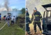 Kombi carregada com recicláveis pega fogo e família perde veículo de trabalho
