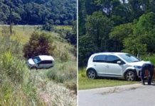 Motorista de UP perde controle, cai em ribanceira e capota