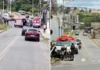Mulher fica ferida após colisão entre bicicleta e veículo na Avenida Atílio Menin