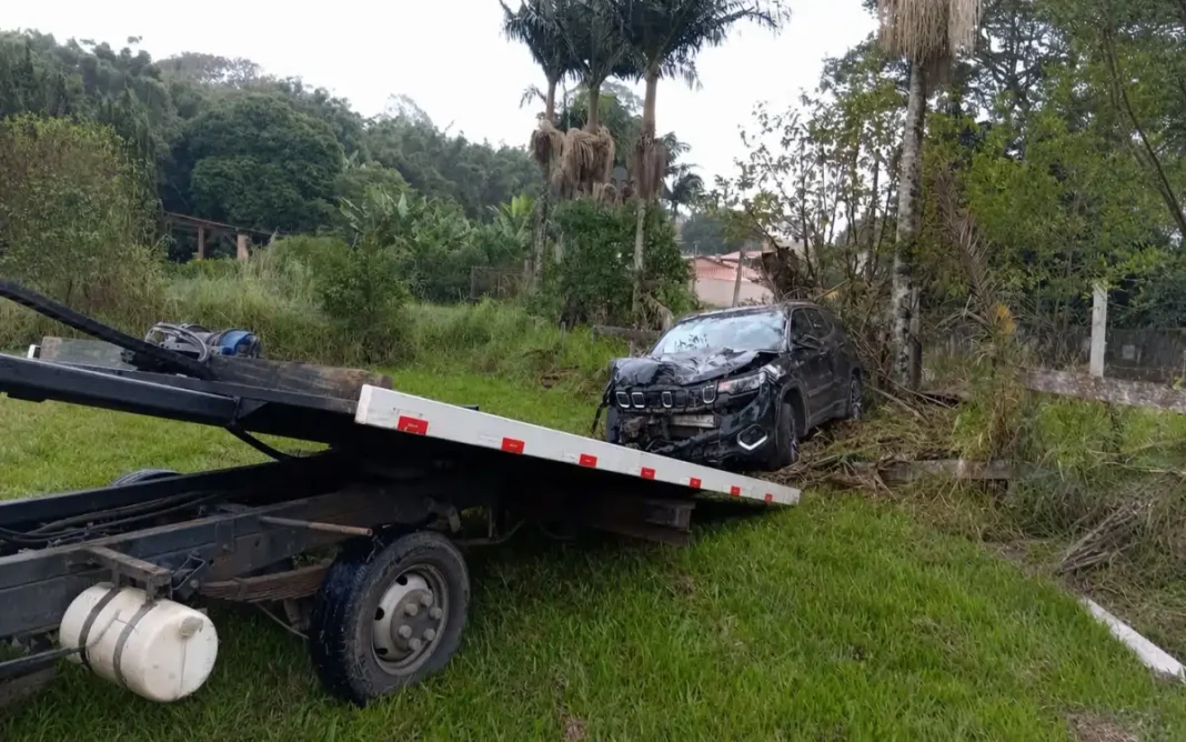 Veículo atinge coqueiro após saída de pista na Rodovia Padre Aldo Bolini