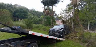 Veículo atinge coqueiro após motorista perder o controle na Rodovia Padre Aldo Bolini