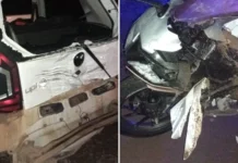 Acidente de trânsito entre carro e moto deixa motociclista ferido em rodovia