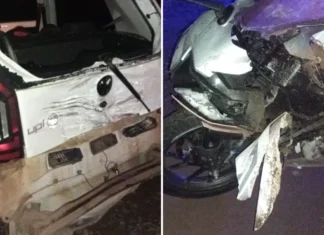 Acidente de trânsito entre carro e moto deixa motociclista ferido em rodovia
