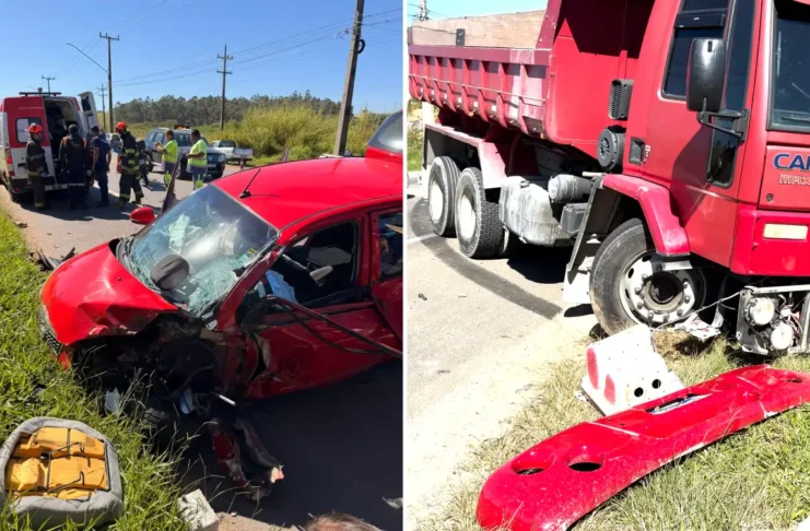Acidente na Rodovia Capitão Barduíno deixa motorista ferida; cãozinho também recebe atendimento