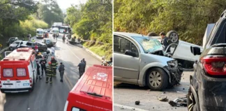 Acidente com cinco veículos mobiliza equipes de resgate e termina com uma morte