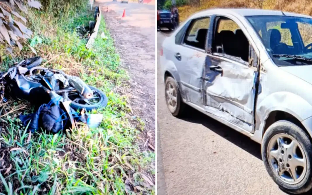 Motociclista morre após colisão entre moto e carro na Rodovia Capitão Bardoino