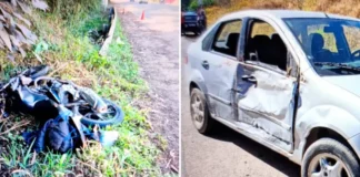 Motociclista morre após colisão entre moto e carro na Rodovia Capitão Bardoino