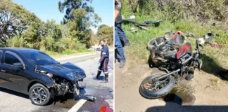 Acidente entre carro e moto deixa homem ferido na Rodovia Capitão Bardoino