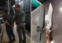 Ameaça de morte com faca termina em prisão durante ocorrência em Atibaia