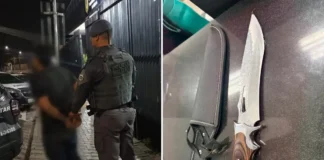 Ameaça de morte com faca termina em prisão durante ocorrência em Atibaia
