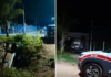 Carro capota e cai em valeta com água; passageiro morre em Pedra Bela