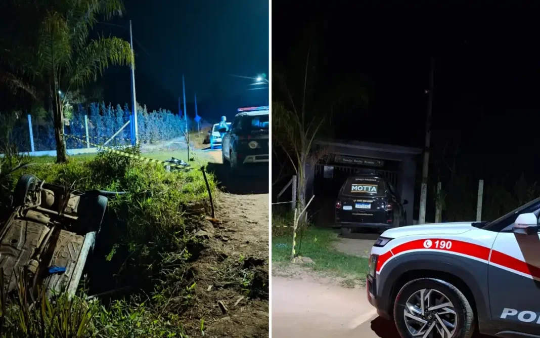 CARRO CAPOTA E CAI EM VALETA COM ÁGUA PASSAGEIRO MORRE EM PEDRA BELA
