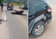Colisão durante conversão deixa motociclista ferido na Rodovia Capitão Bardoíno