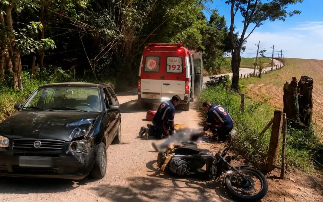 MOTOCICLISTA MORRE APÓS COLISÃO COM CARRO NA ESTRADA JOÃO PERO, EM NAZARÉ PAULISTA