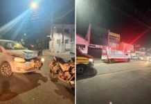 Motociclista fica ferido após colisão com carro na Avenida José Gomes da Rocha Leal