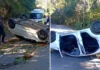 Motorista fica ferido após capotamento na Rodovia Padre Aldo Bolini, em Piracaia