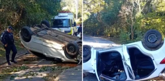 Motorista fica ferido após capotamento na Rodovia Padre Aldo Bolini, em Piracaia