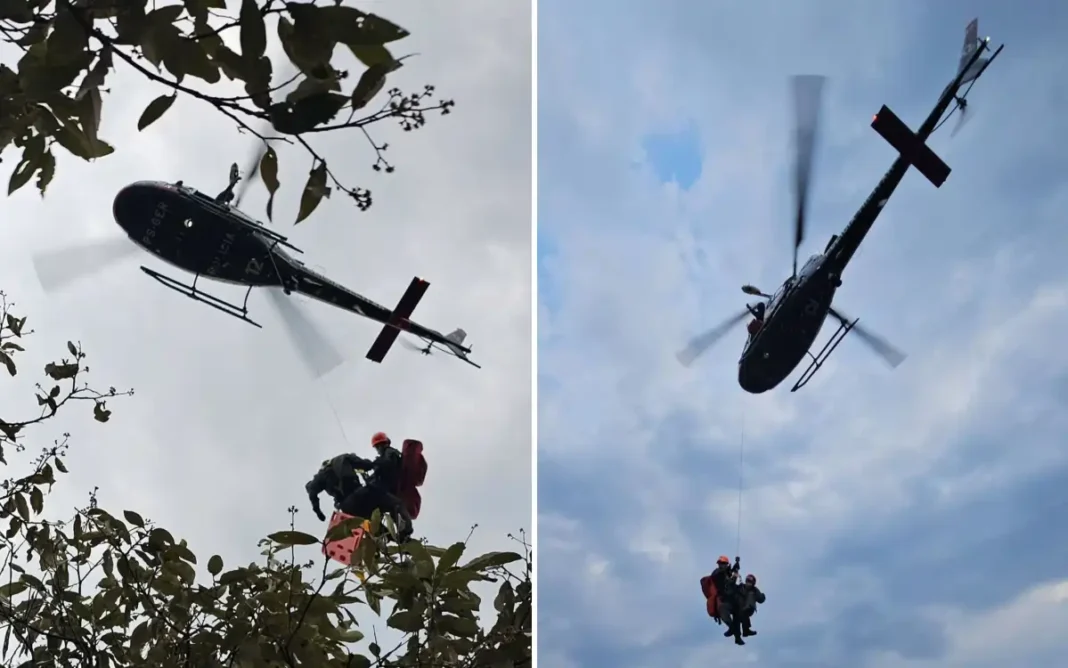 RESGATE COMPLEXO MOBILIZA BOMBEIROS E HELICÓPTERO ÁGUIA NA PEDRA GRANDE