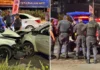 Acompanhamento policial termina em colisão frontal na rotatória da Imigrantes