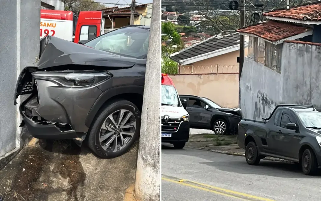 CONDUTORA SOFRE MAL SÚBITO, PERDE O CONTROLE E BATE CARRO CONTRA MURO
