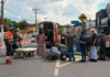 Motociclista fica ferido após derrapar em óleo na Avenida dos Imigrantes